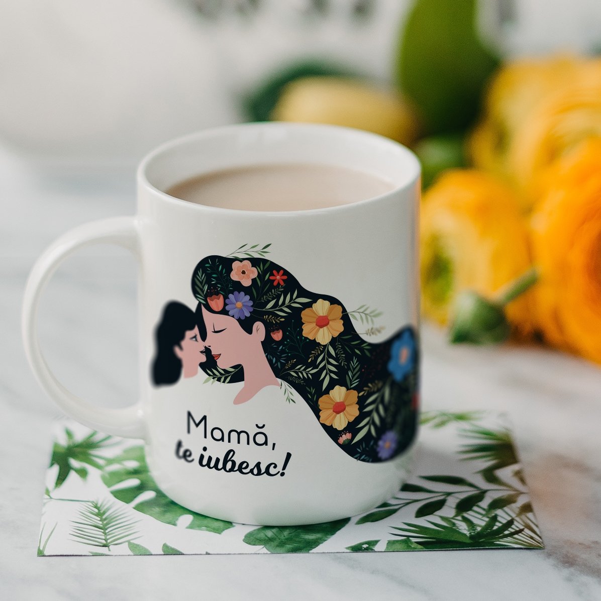 Taza personalizada con el texto: «¡Mamá, te quiero!»