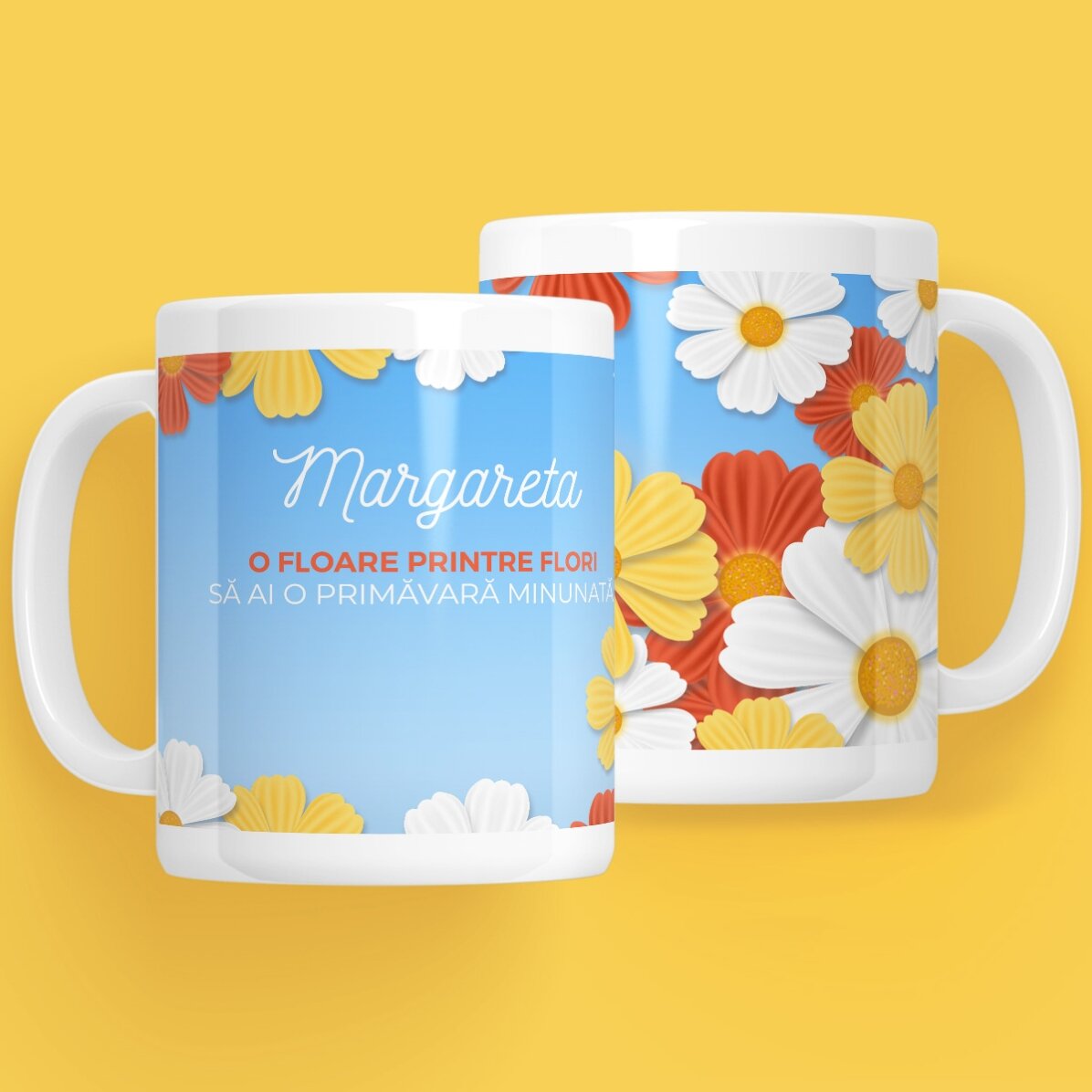 Personalised mug with text - Daisies