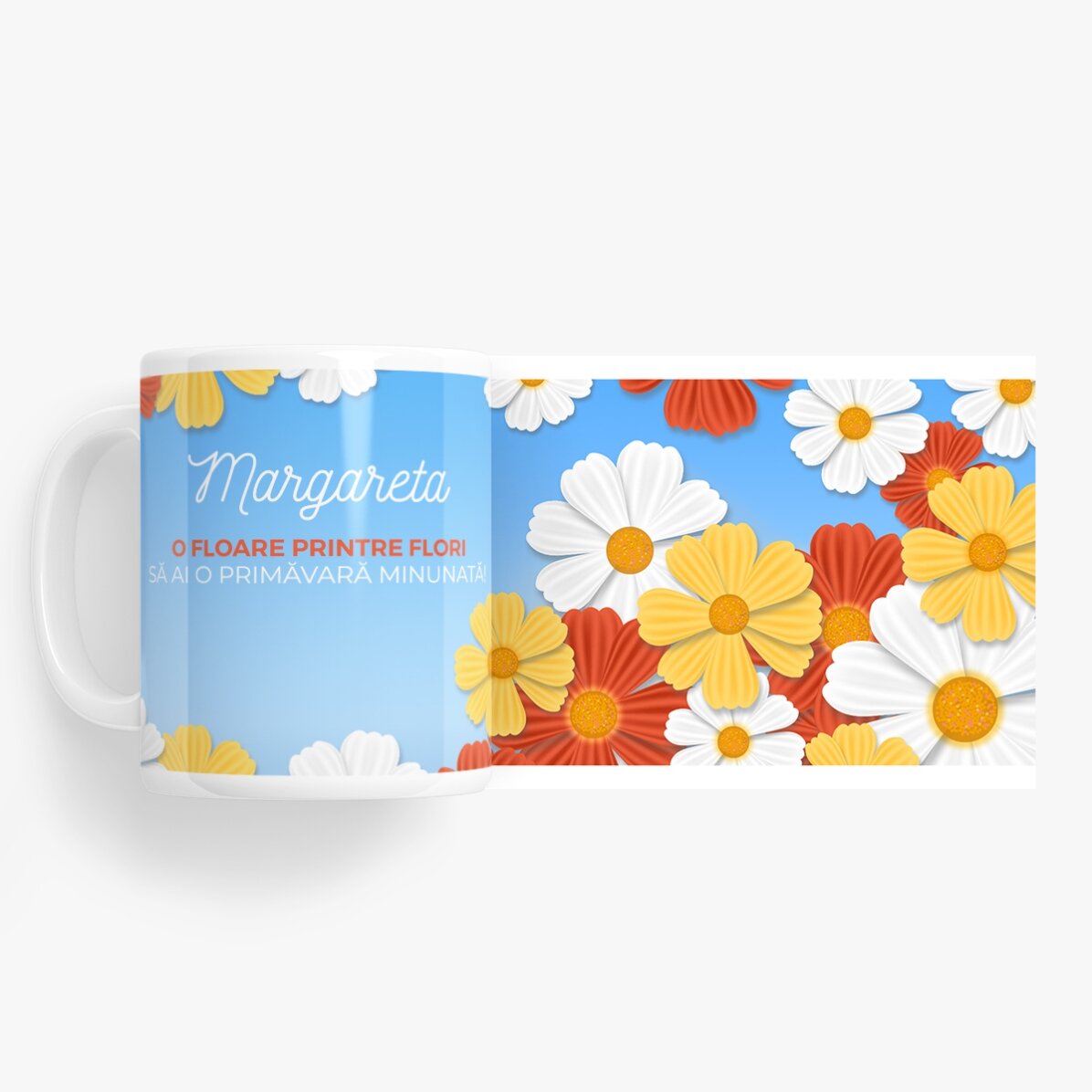 Personalised mug with text - Daisies