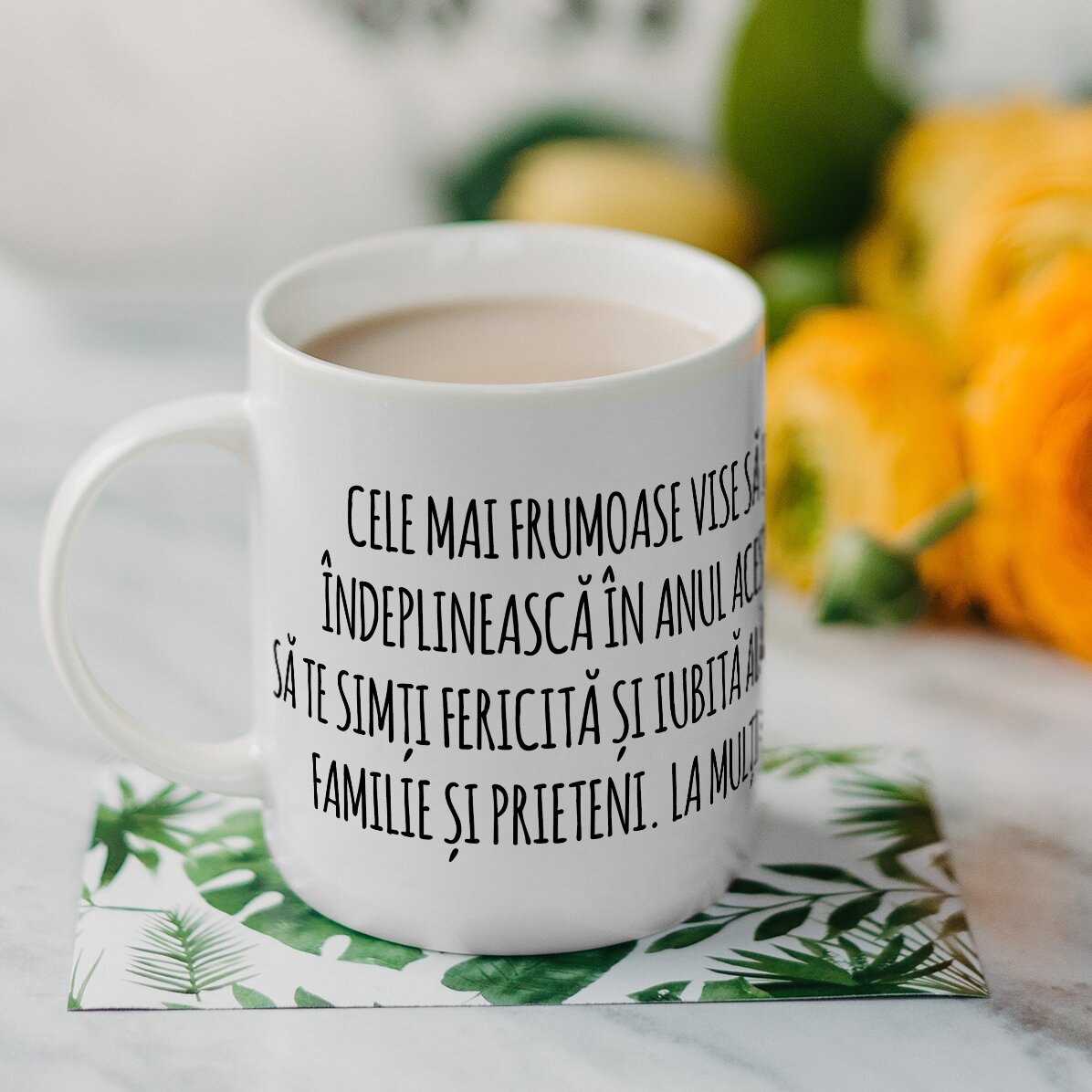 Taza personalizada con texto: mensaje para los amigos