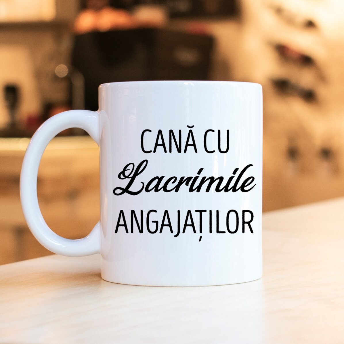 Taza personalizada con texto: «Las lágrimas de los empleados»