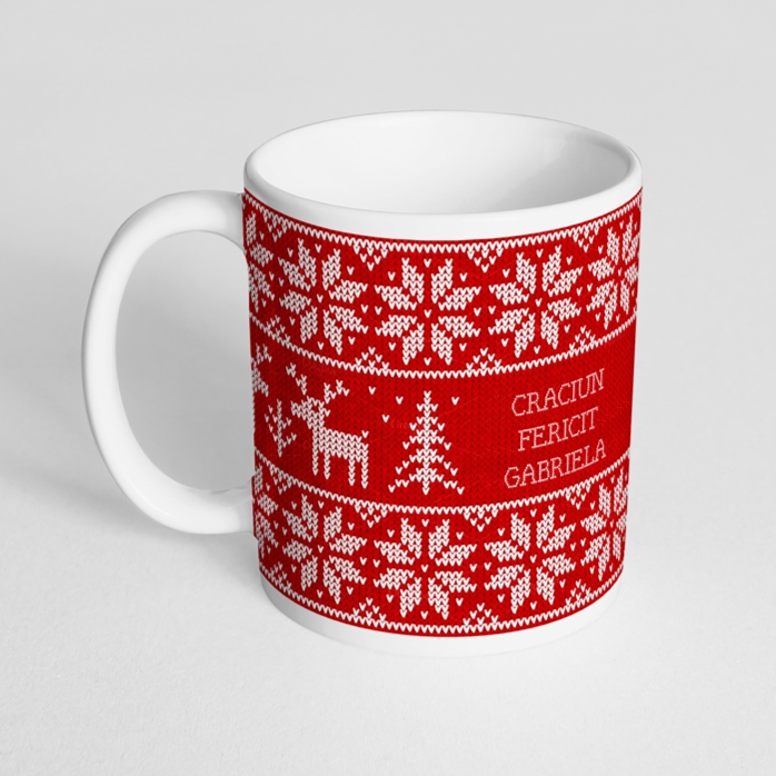 Taza personalizada con texto - diseño navideño
