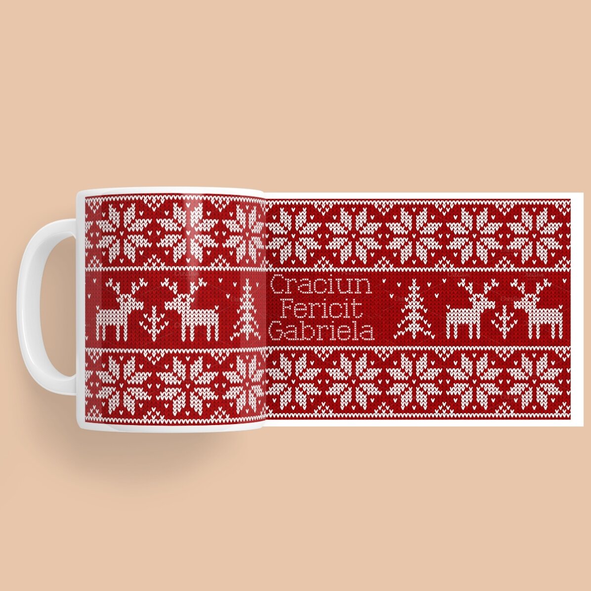 Taza personalizada con texto - diseño navideño