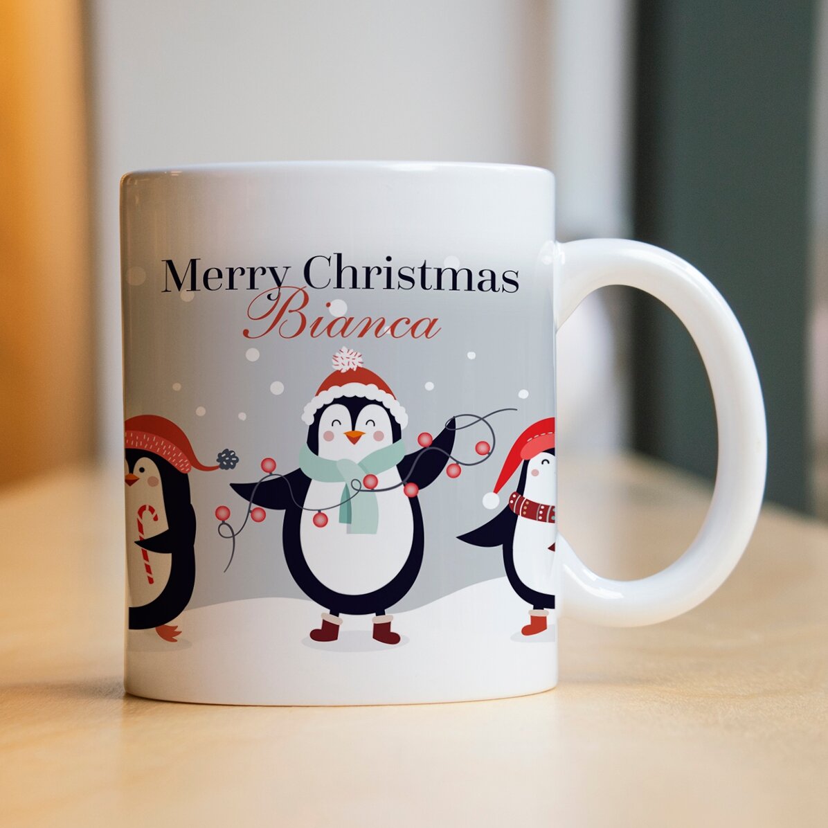Taza personalizada con texto - Pingüinos