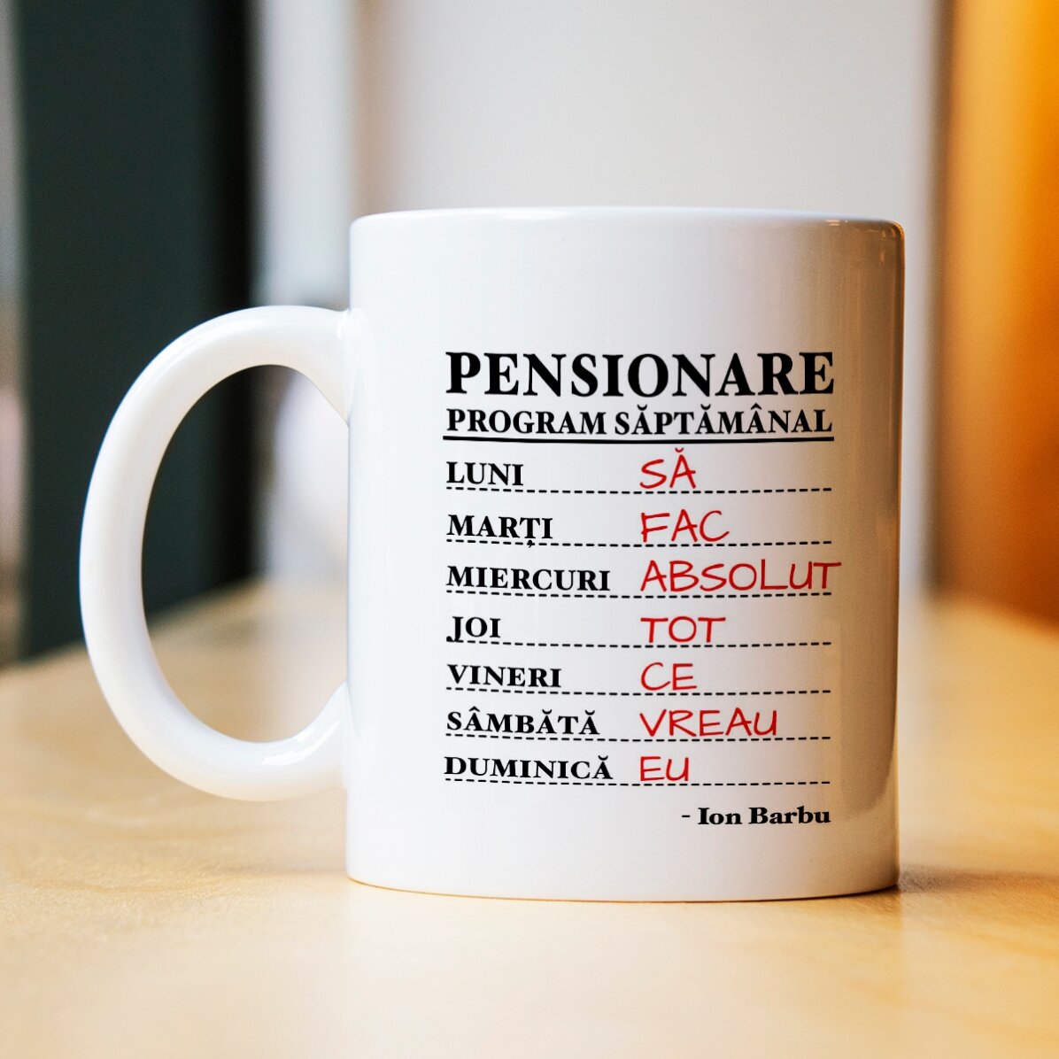 Taza personalizada con texto - Programa semanal