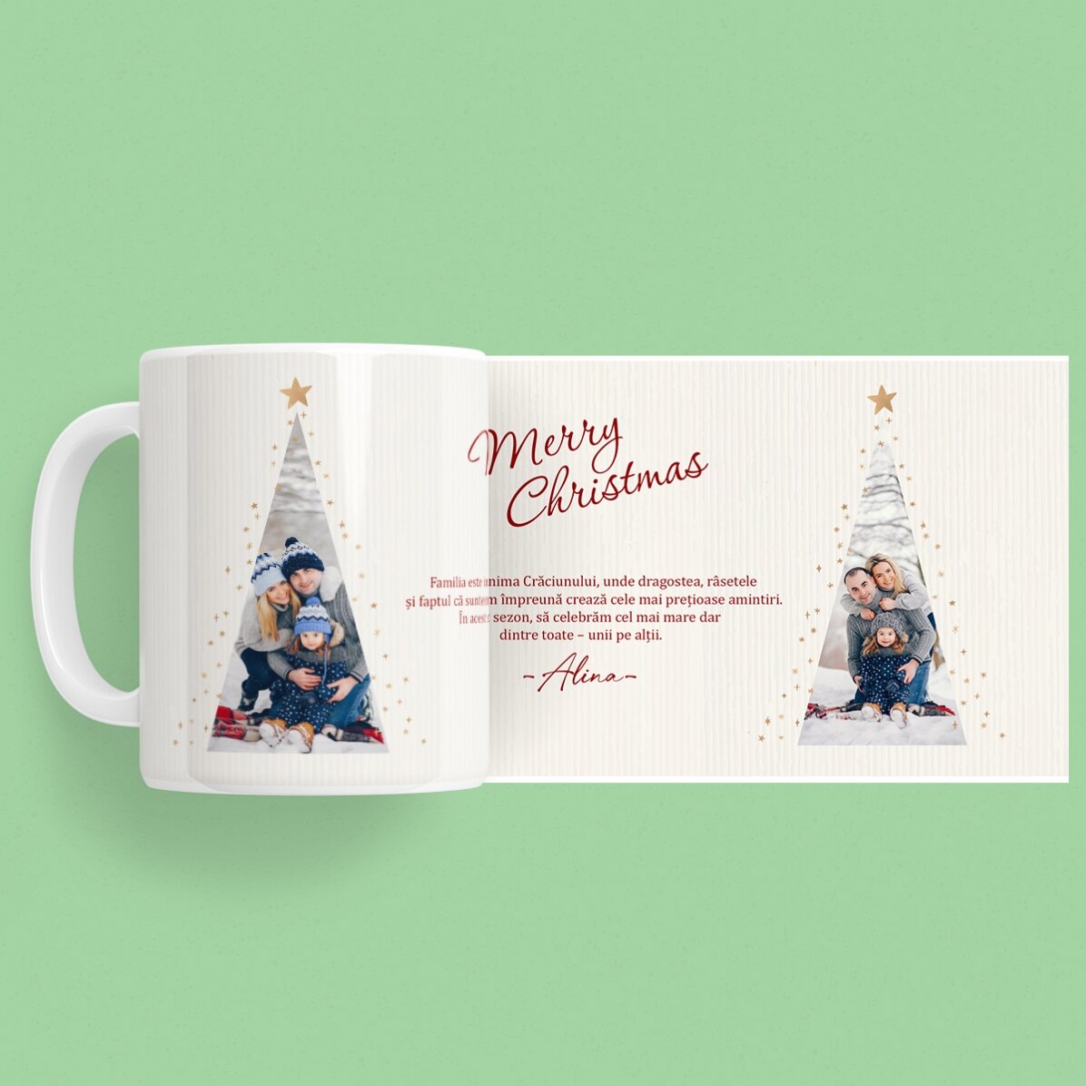 Taza personalizada con texto y 2 fotos - Warm Christmas
