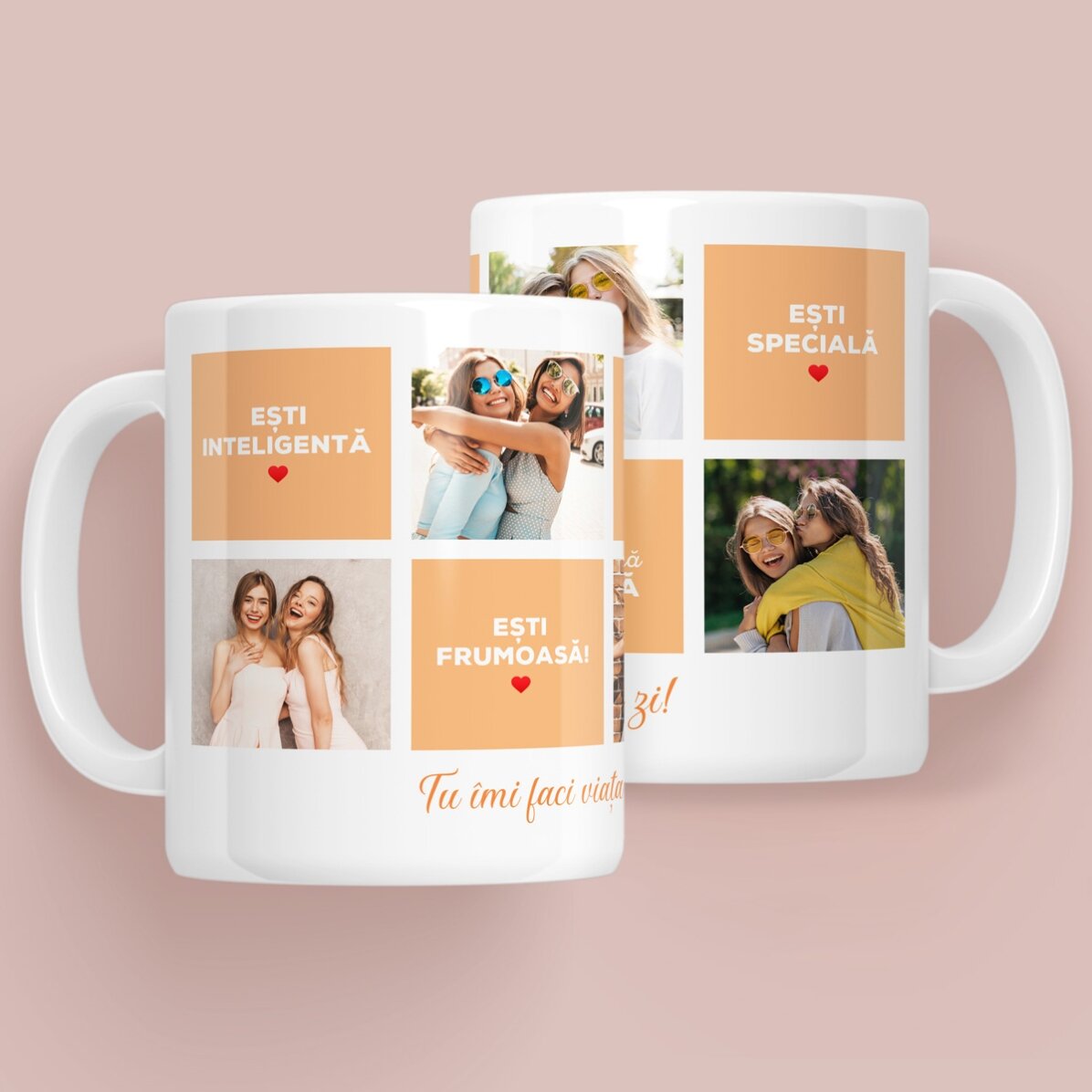 Taza personalizada con texto y 5 fotos: «Razones por las que te quiero»