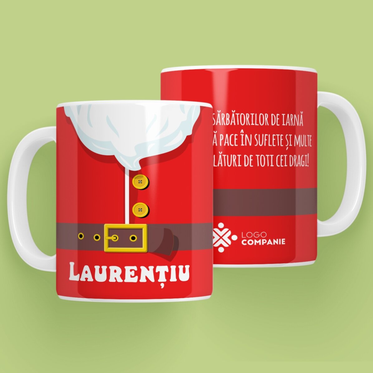Taza personalizada con texto y logotipo - Taza de Papá Noel