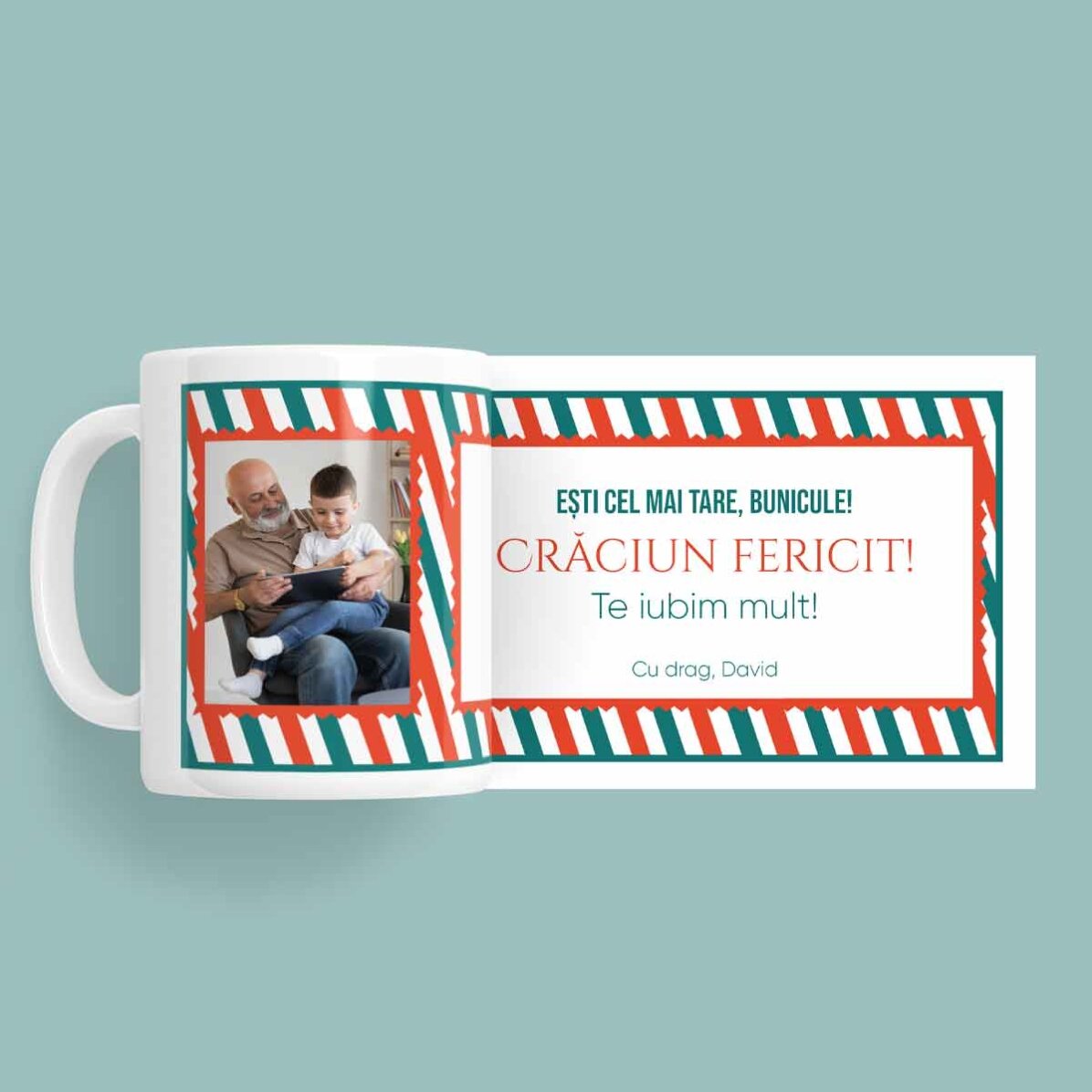 Taza personalizada con texto y una foto: ¡Feliz Navidad!