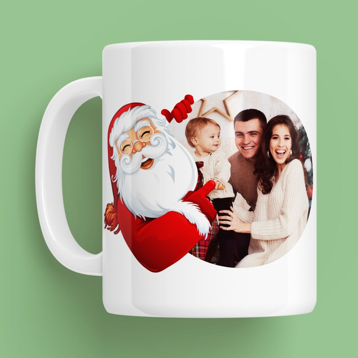 Taza personalizada con un texto y una foto de Papá Noel