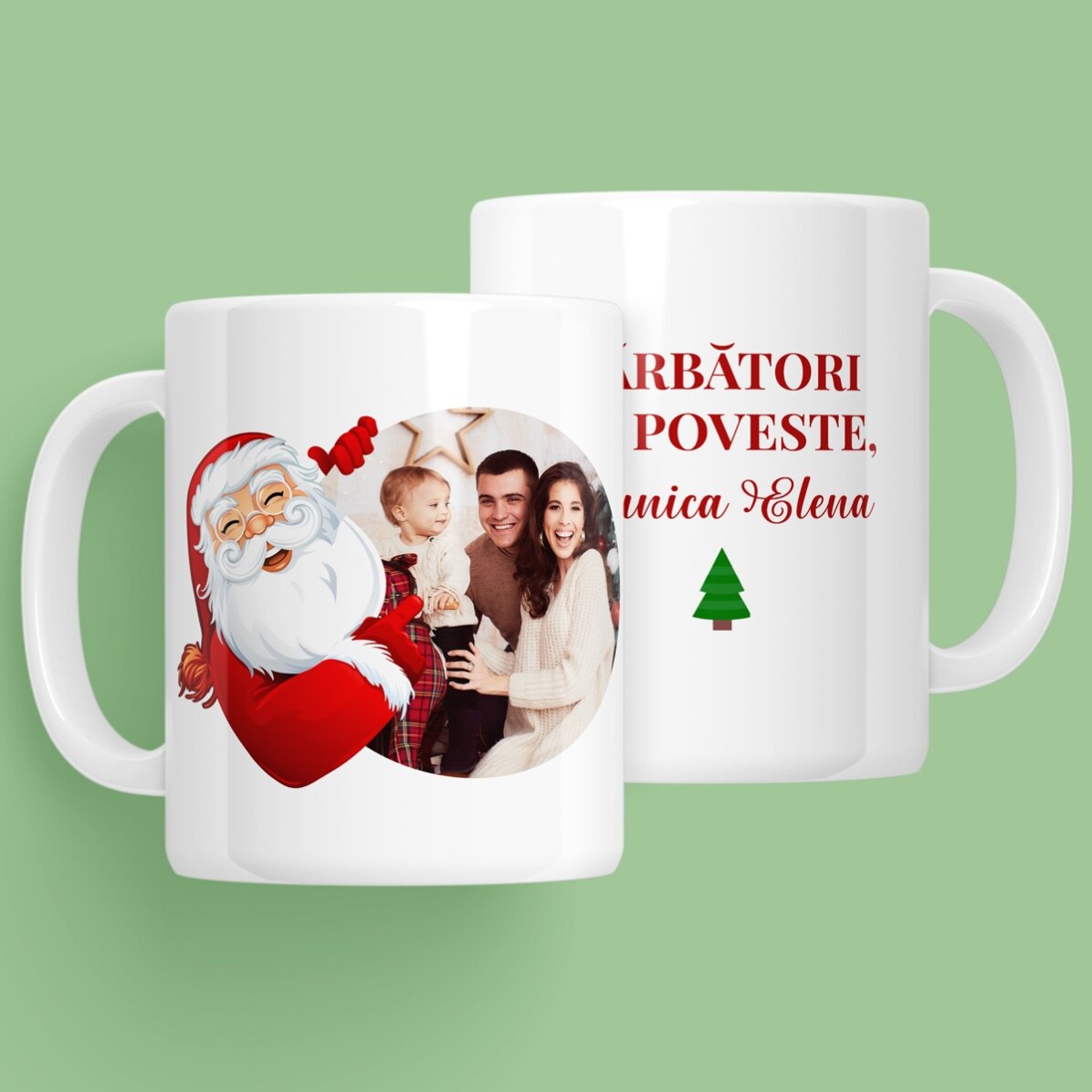 Taza personalizada con un texto y una foto de Papá Noel