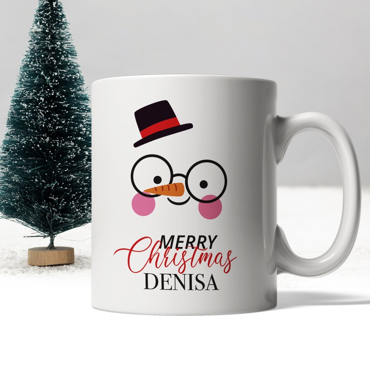 Taza personalizada con texto - Muñeco de nieve