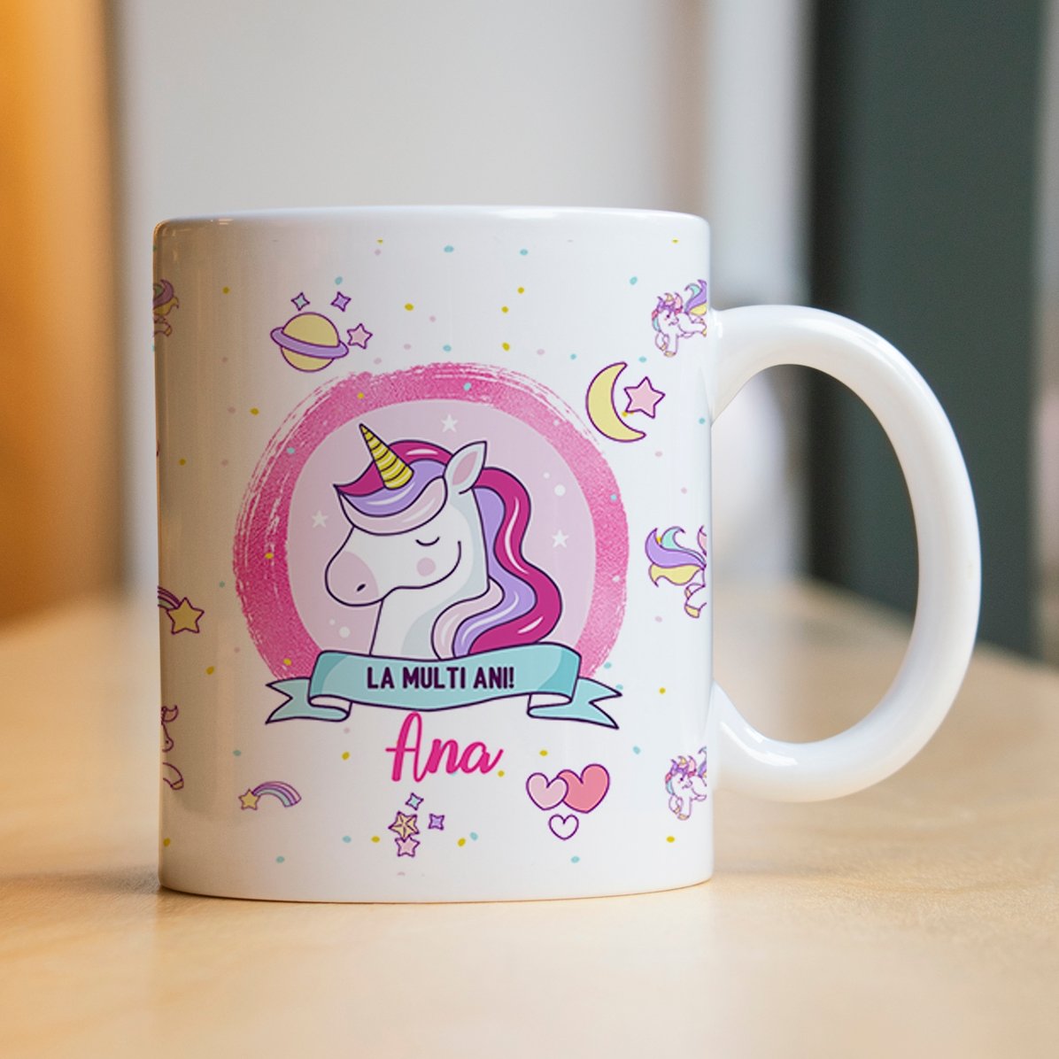 Taza personalizada con texto - Unicornios