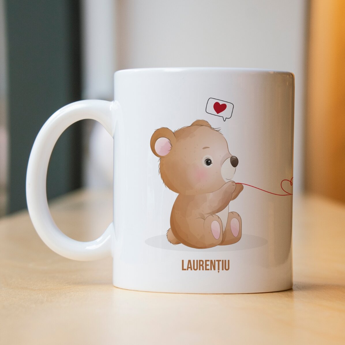 Taza personalizada con texto: Ositos enamorados