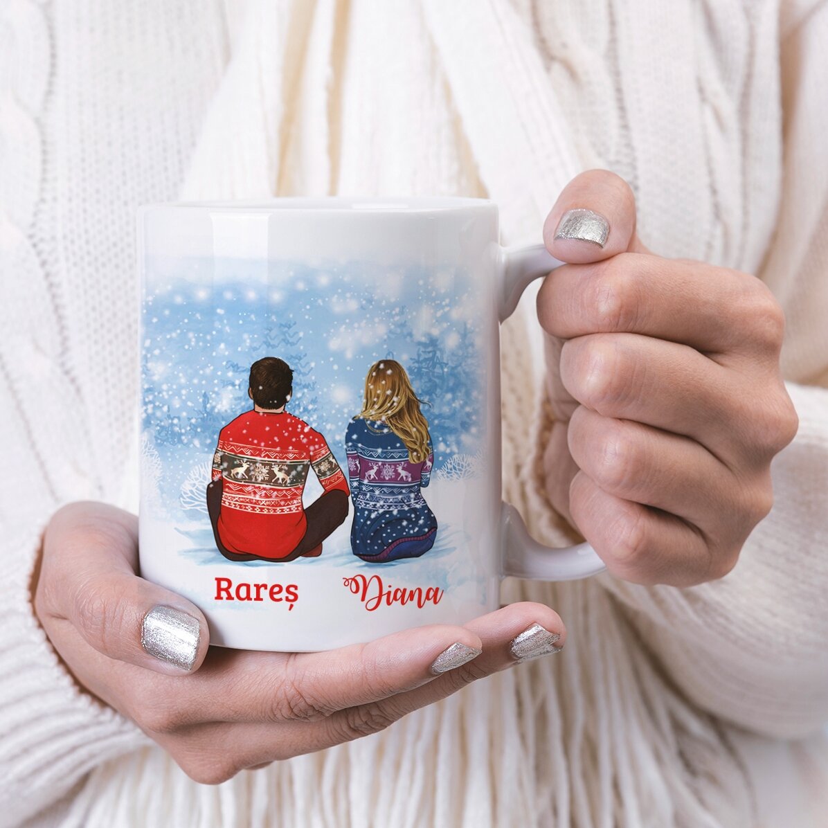 Taza personalizada con el nombre de la pareja - Feliz Navidad