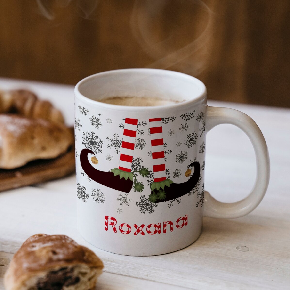 Taza personalizada de Elf con texto - modelo navideño