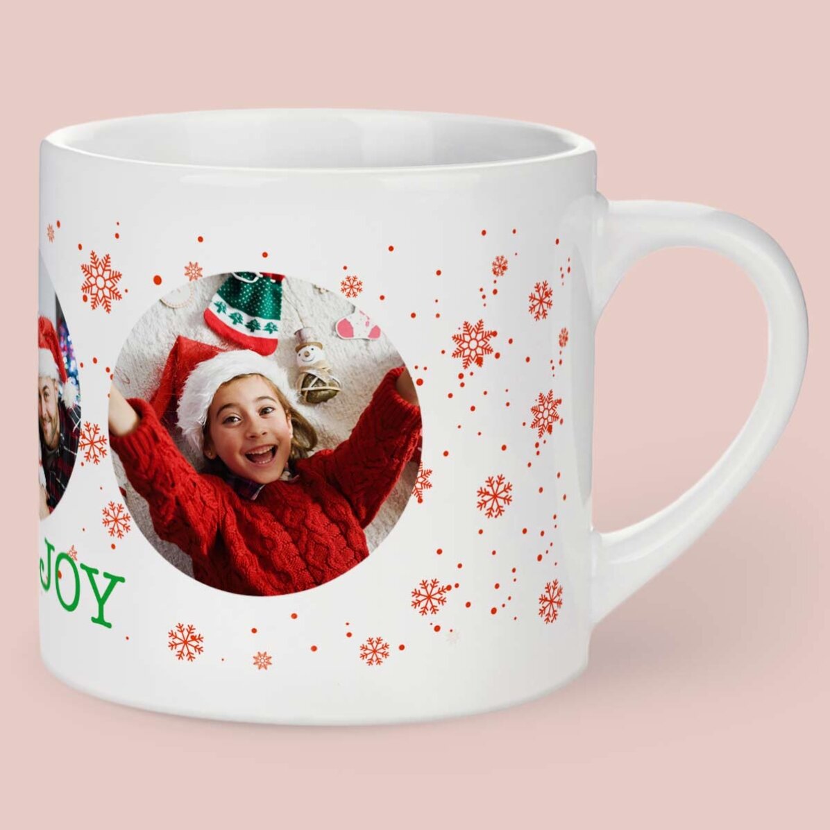 Taza personalizada para niños con 3 fotos - Alegría navideña