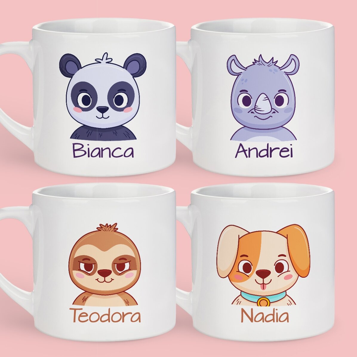 Vaso personalizado para niños con nombre - Simpático animalito