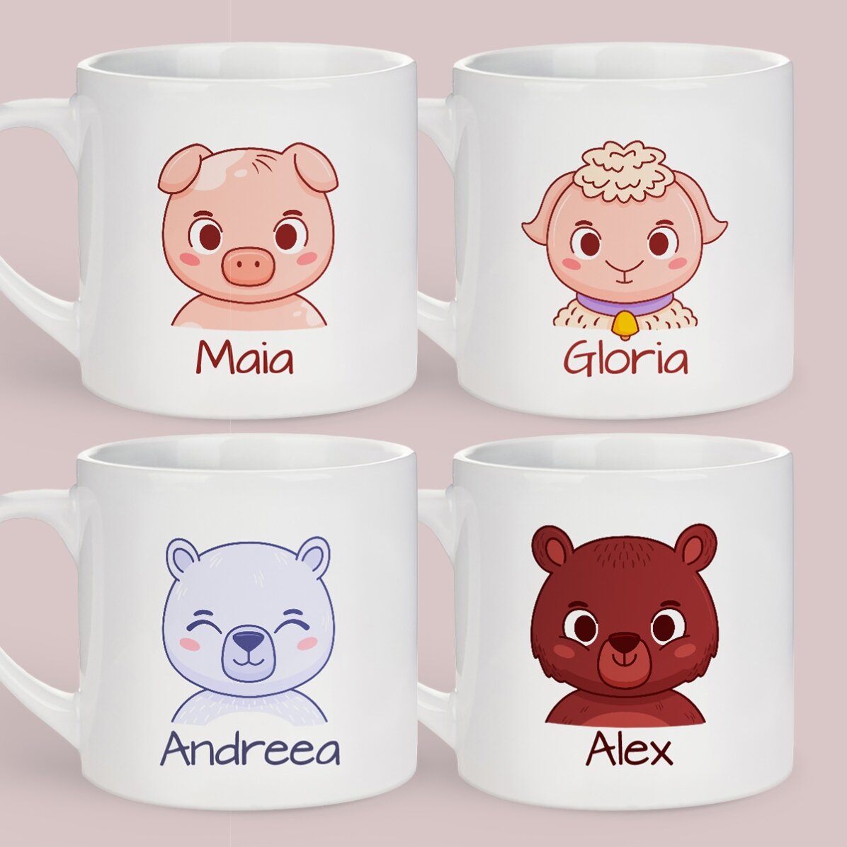 Vaso personalizado para niños con nombre - Simpático animalito
