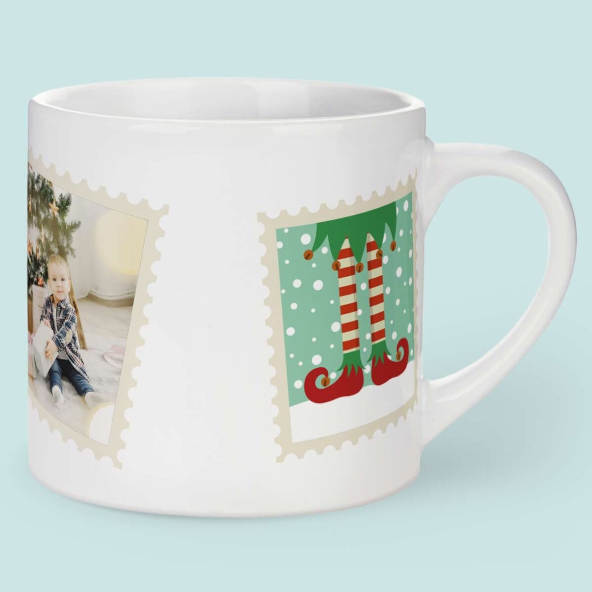 Taza personalizada para niños con una foto - Sello navideño