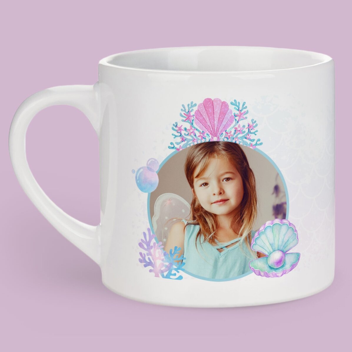 Taza personalizada para niños con foto y mensaje - Sirena