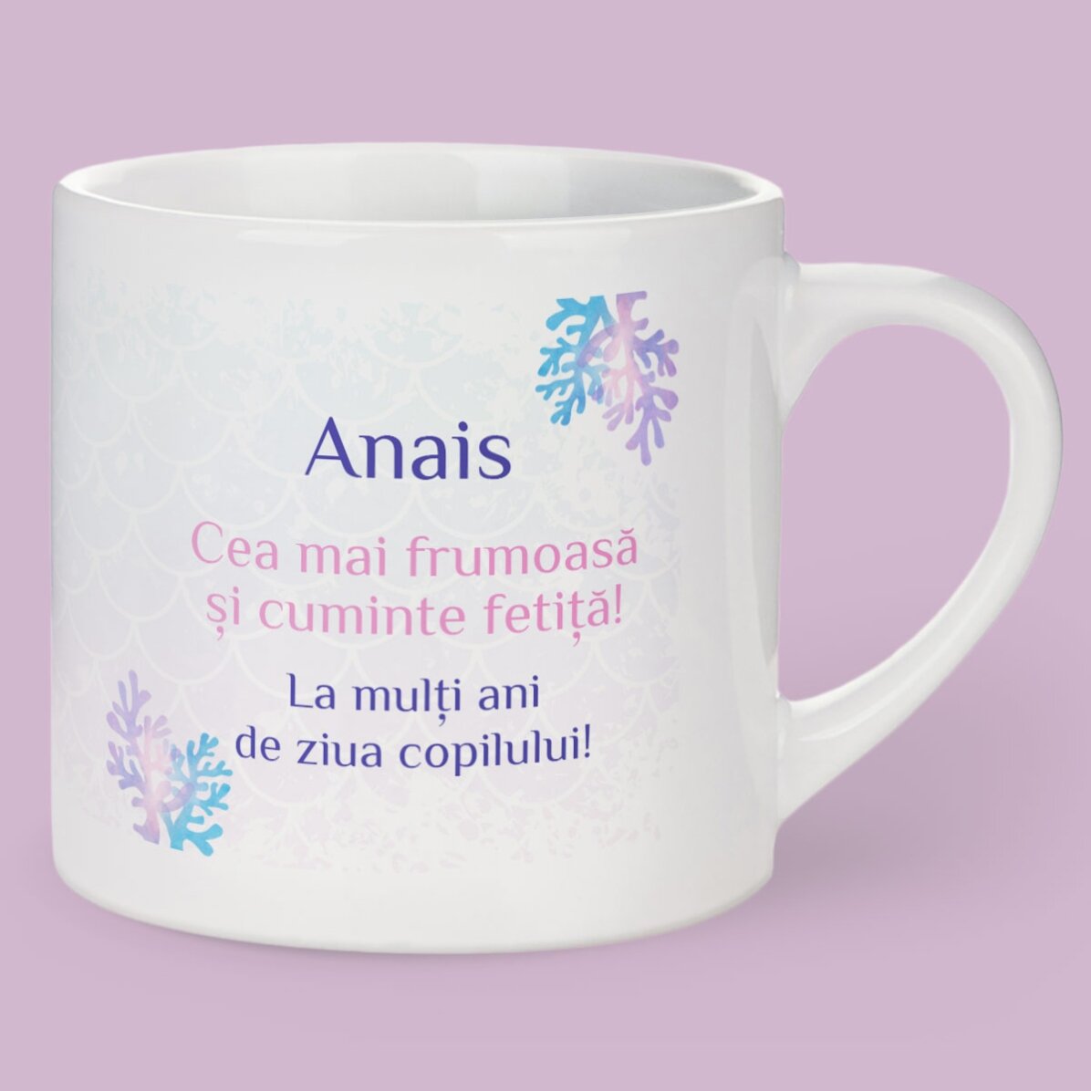 Taza personalizada para niños con foto y mensaje - Sirena