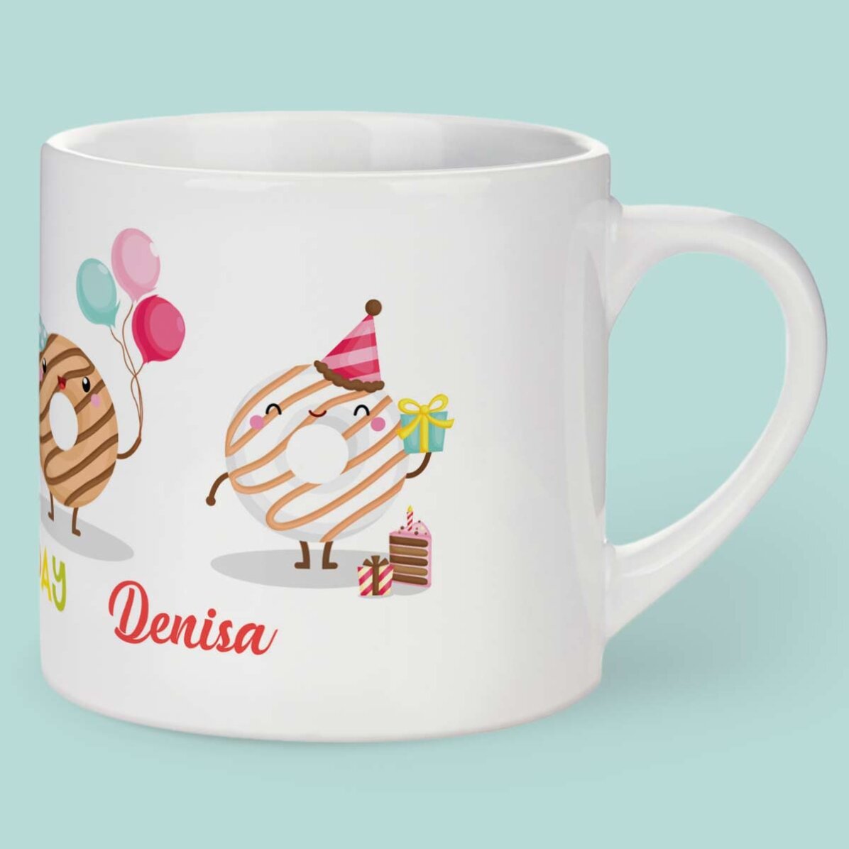 Taza personalizada para niños con texto - Donuts