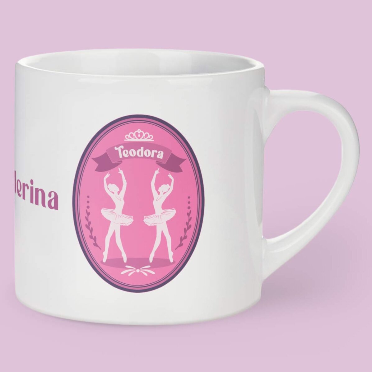 Taza personalizada para niños con texto: «Little ballerina»