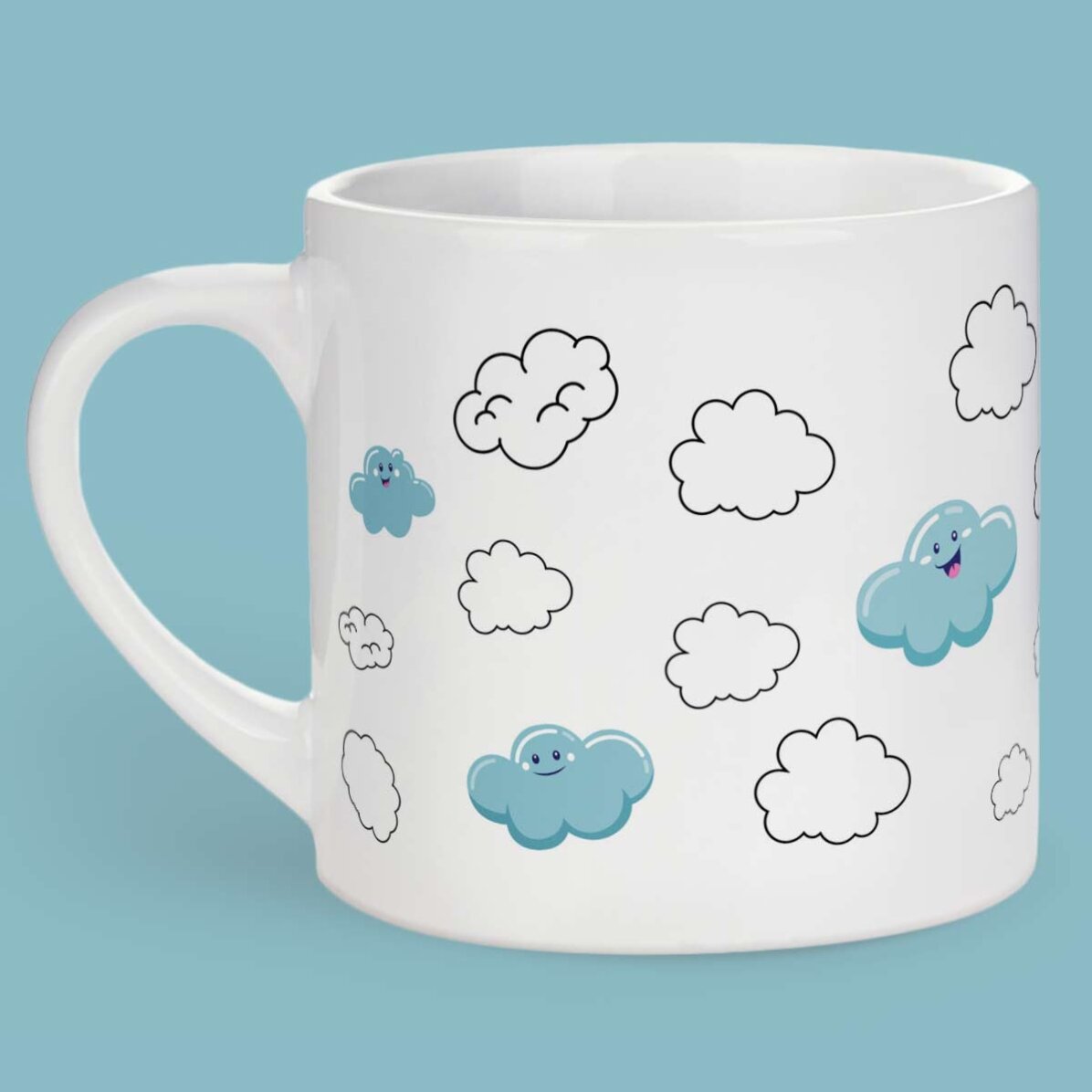 Taza personalizada para niños con texto: «La nubecita alegre»
