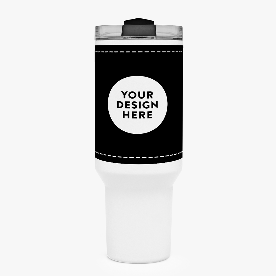 Taza térmica con asa y pajita, personalizada con tu diseño