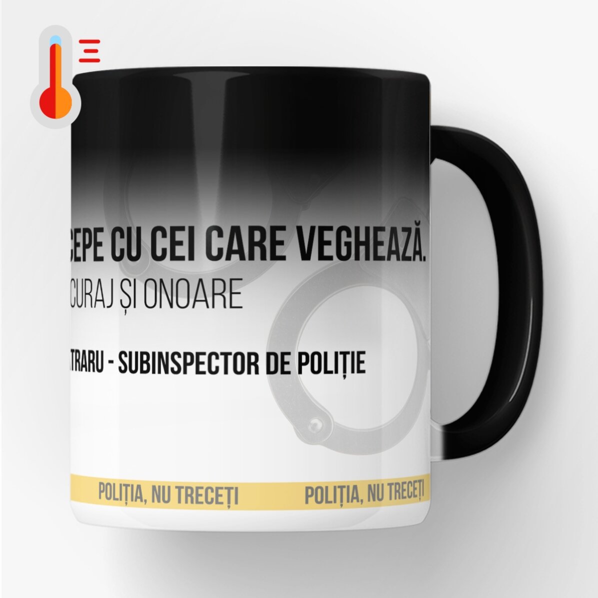 Taza termosensible personalizada con texto: «El mejor policía»