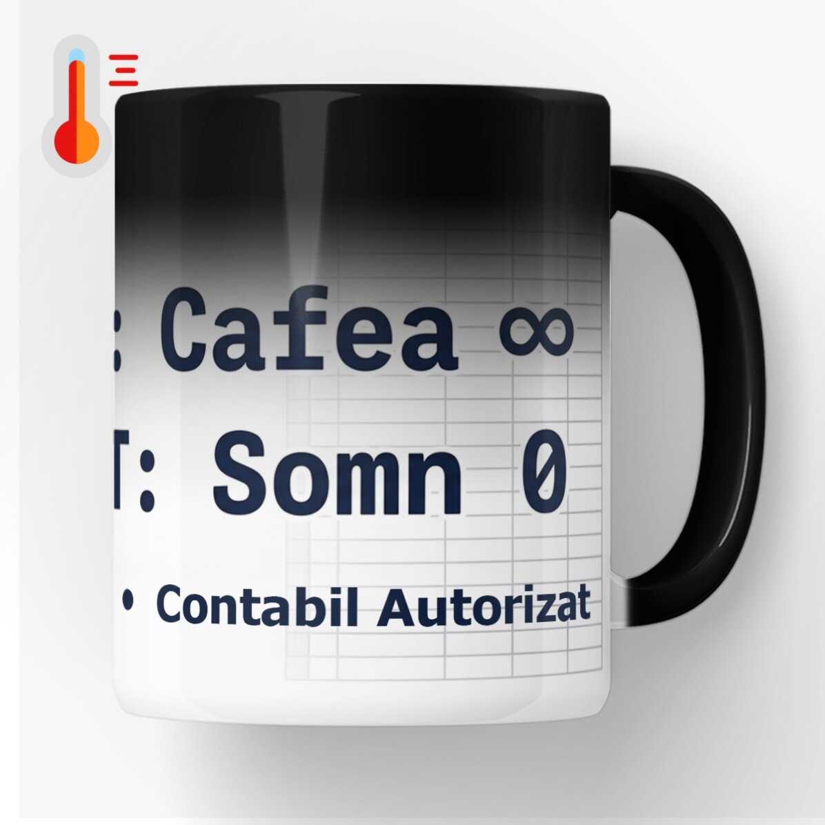 Taza termosensible personalizada con texto - Contabilidad