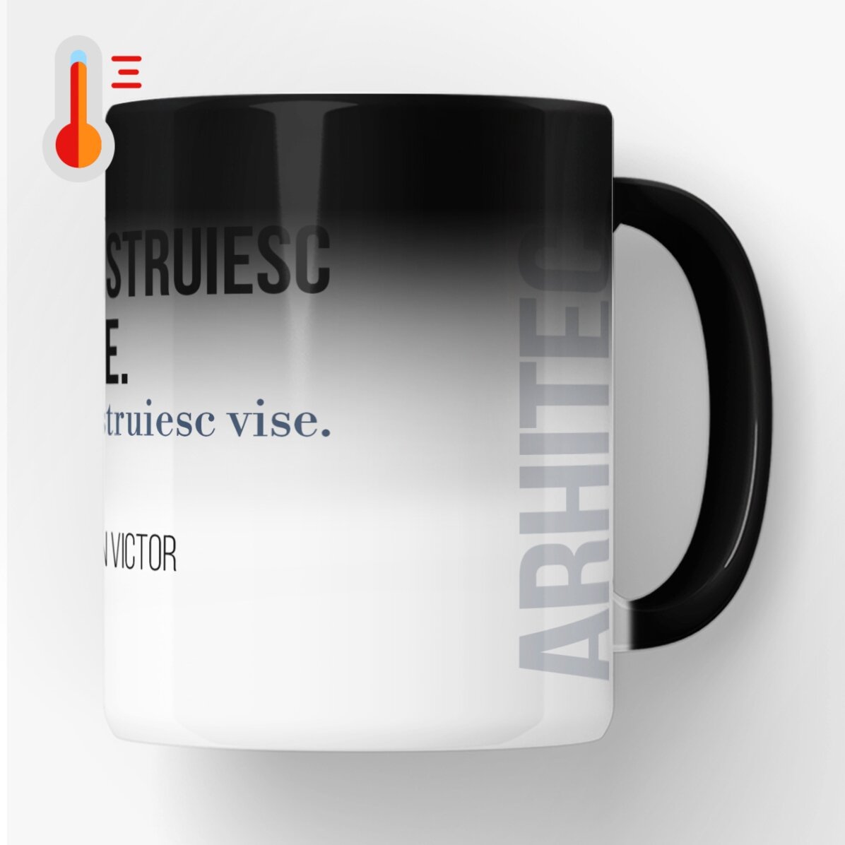 Taza termosensible personalizada con texto para arquitectos