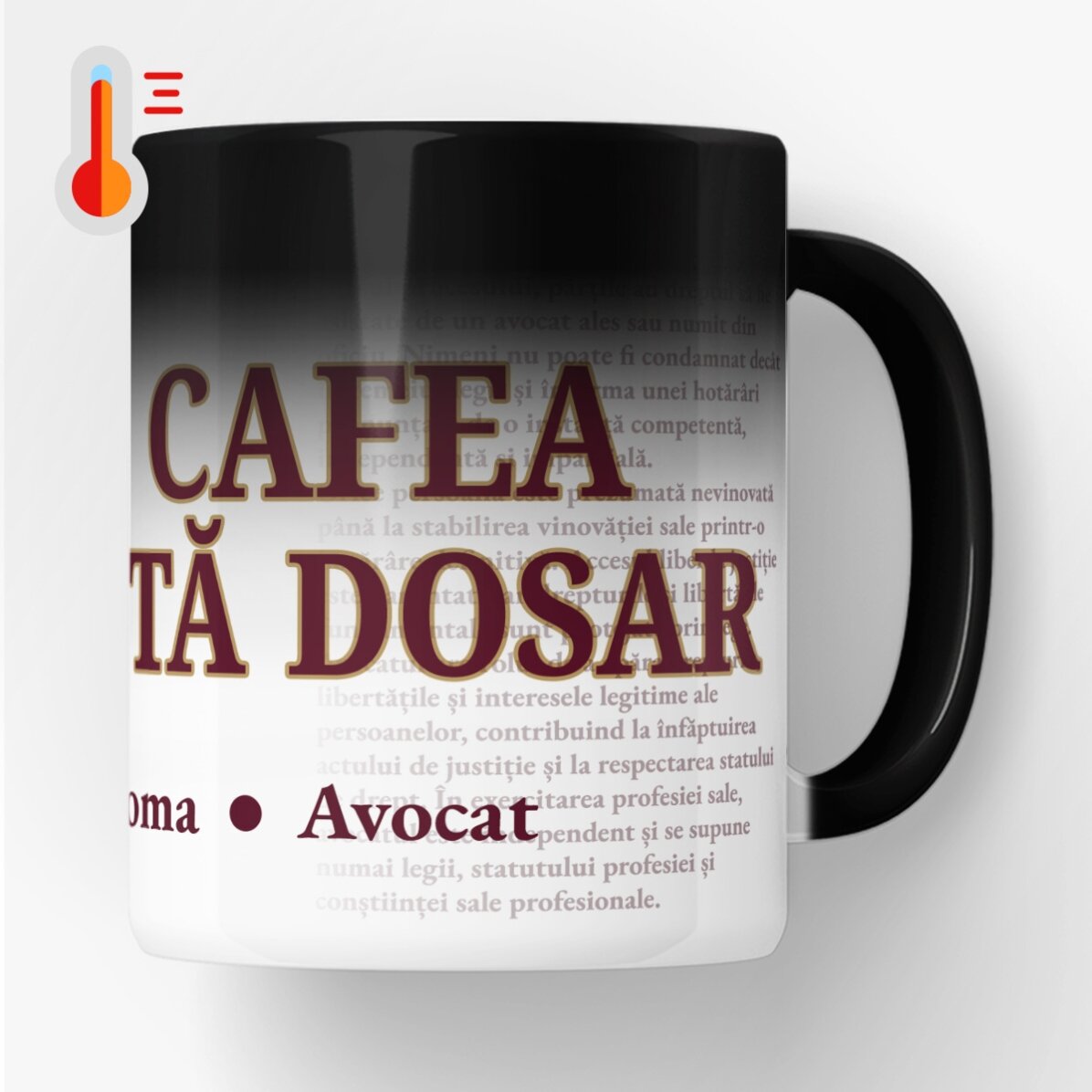 Taza termosensible personalizada con texto para abogados
