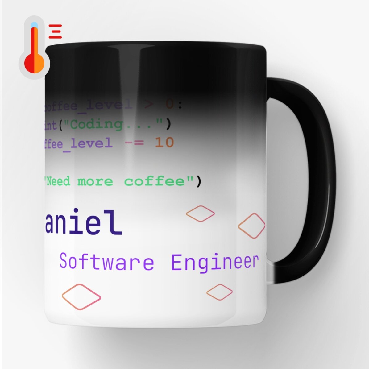 Taza termosensible personalizada con texto - Programación