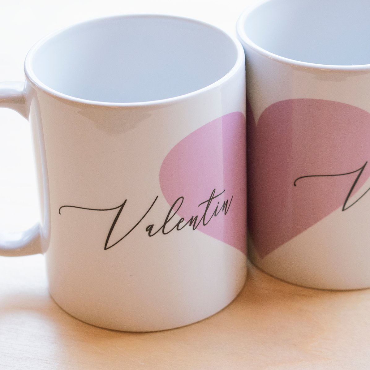 Tazas para parejas con mensaje: modelo con forma de corazón