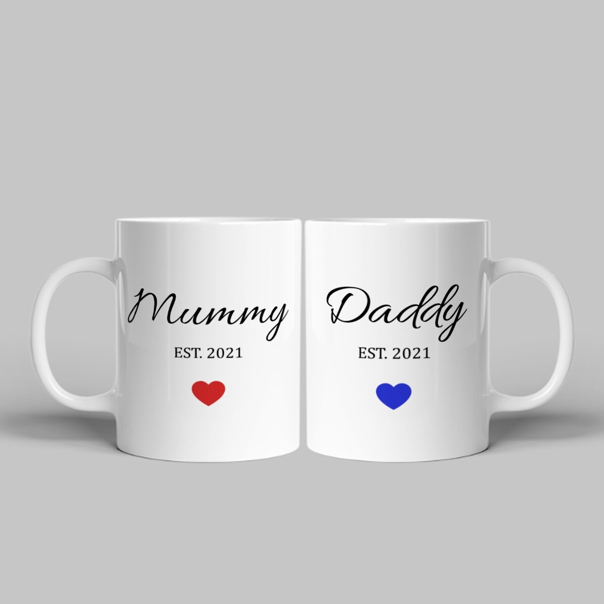 Tazas para parejas con texto: «Mom & Dad»