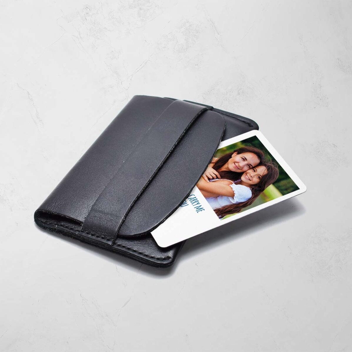 Tarjeta de aluminio personalizada por ambas caras con 3 fotos y un mensaje