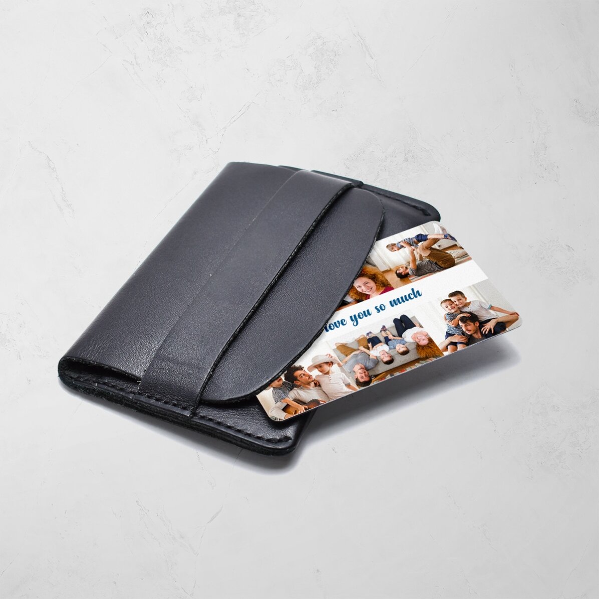 Tarjeta de aluminio personalizada por ambas caras con 6 fotos y un mensaje
