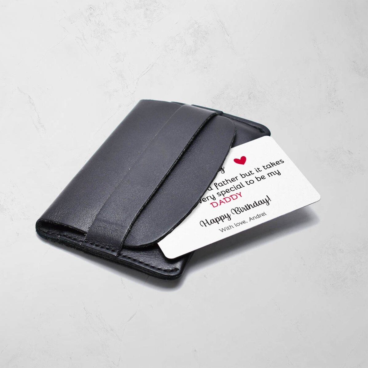 Tarjeta de aluminio personalizada por ambas caras con 6 fotos y texto