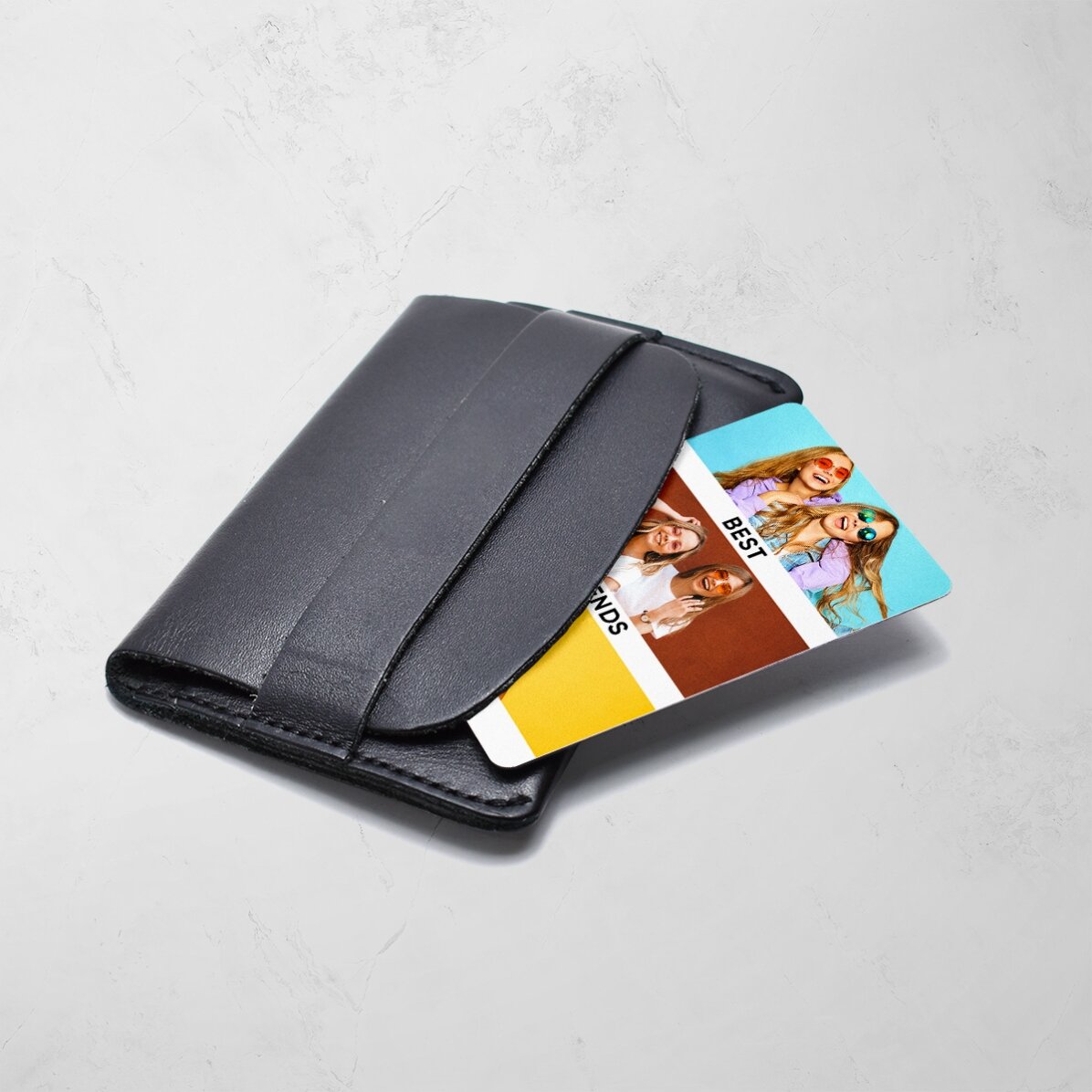 Tarjeta de aluminio personalizada por ambas caras con un mensaje y 3 fotos - Friends