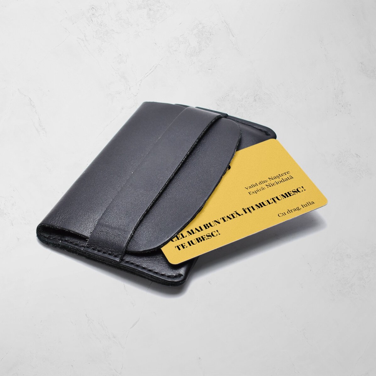 Tarjeta de aluminio personalizada por ambas caras con un mensaje y una foto - Bank