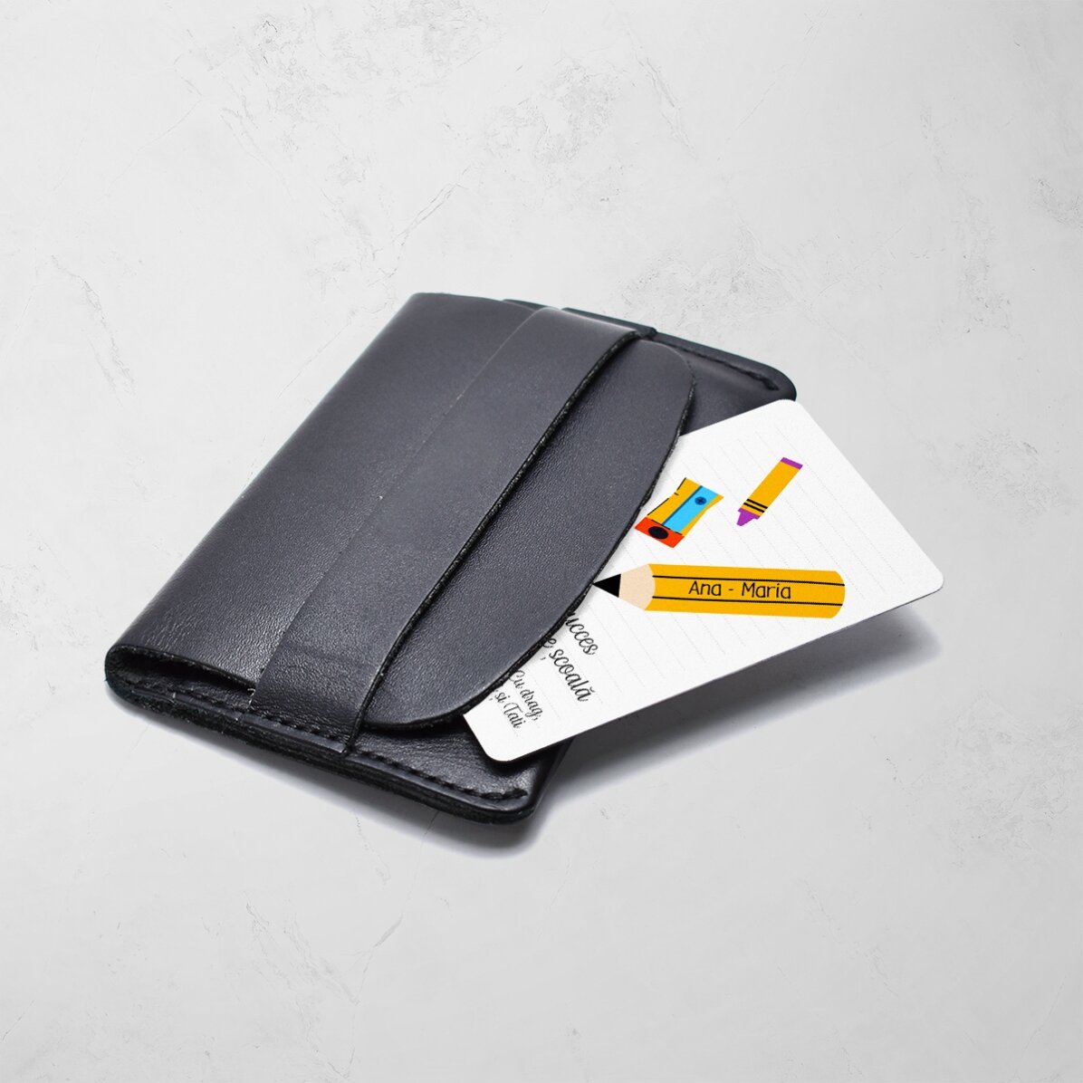 Personalised double-sided aluminium card with message and photo - Good Luck