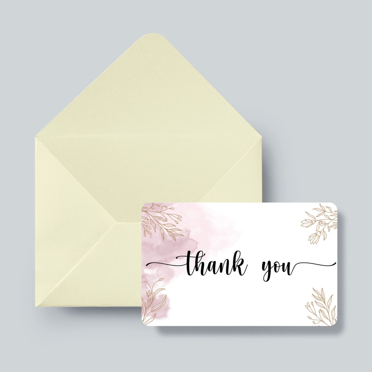 Tarjeta de aluminio personalizada por ambas caras con mensaje: «Thank you»