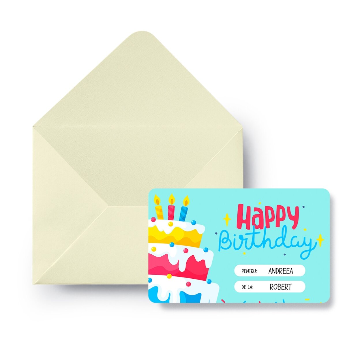 Customisable aluminium card, double-sided with message - Happy Birthday