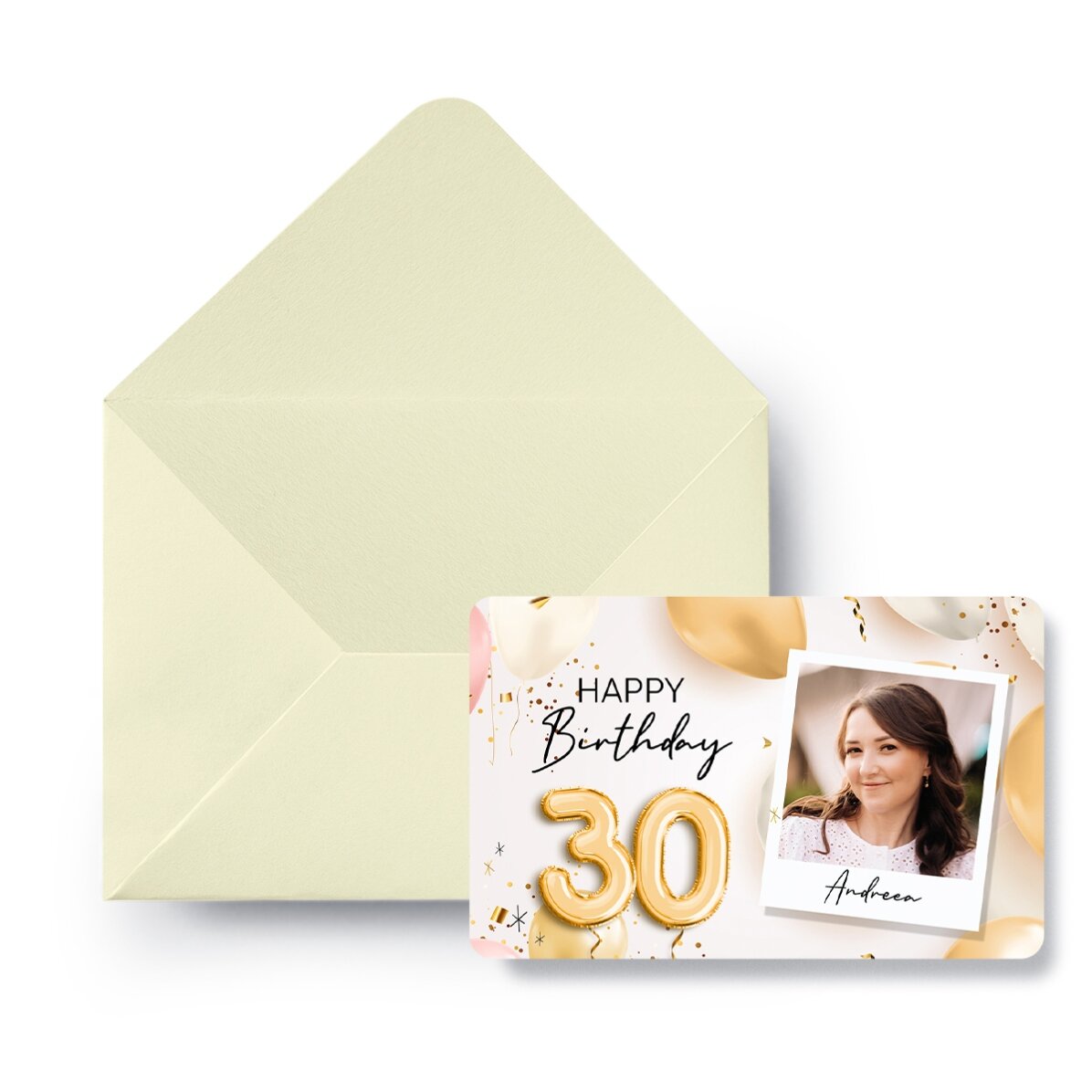 Tarjeta de aluminio rascable personalizada por ambas caras con foto y mensaje - Feliz cumpleaños
