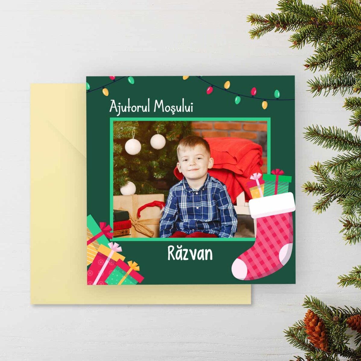 Tarjeta cuadrada personalizada con un mensaje y una foto - Mensaje de San Nicolás