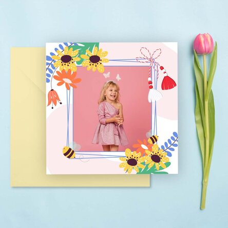 Personalised square card with a photo