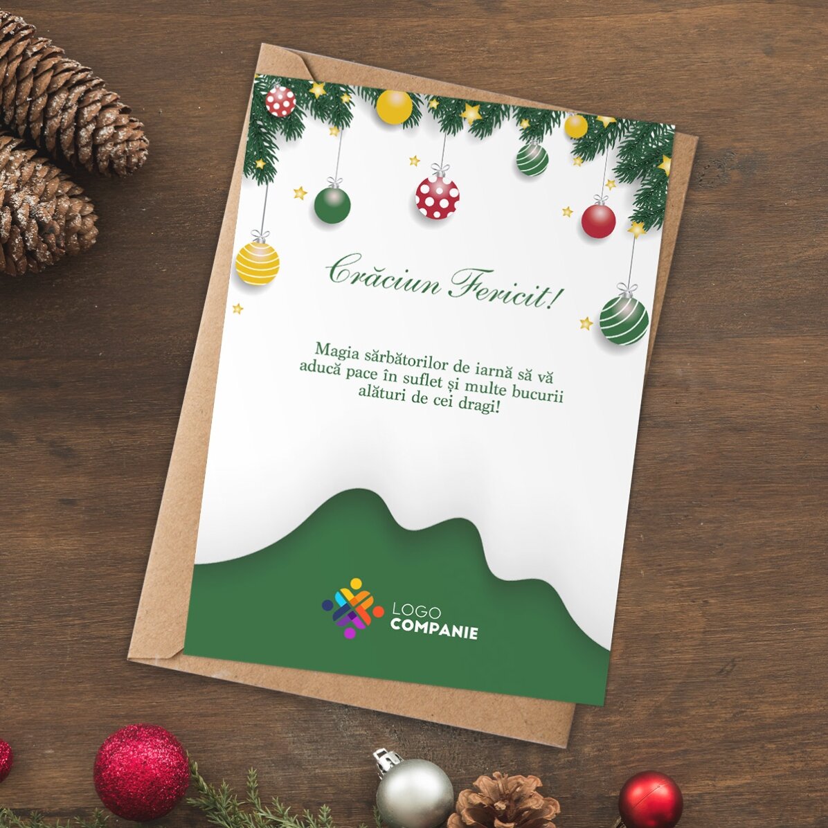 Tarjeta personalizada con logotipo y texto - Tarjeta de Navidad