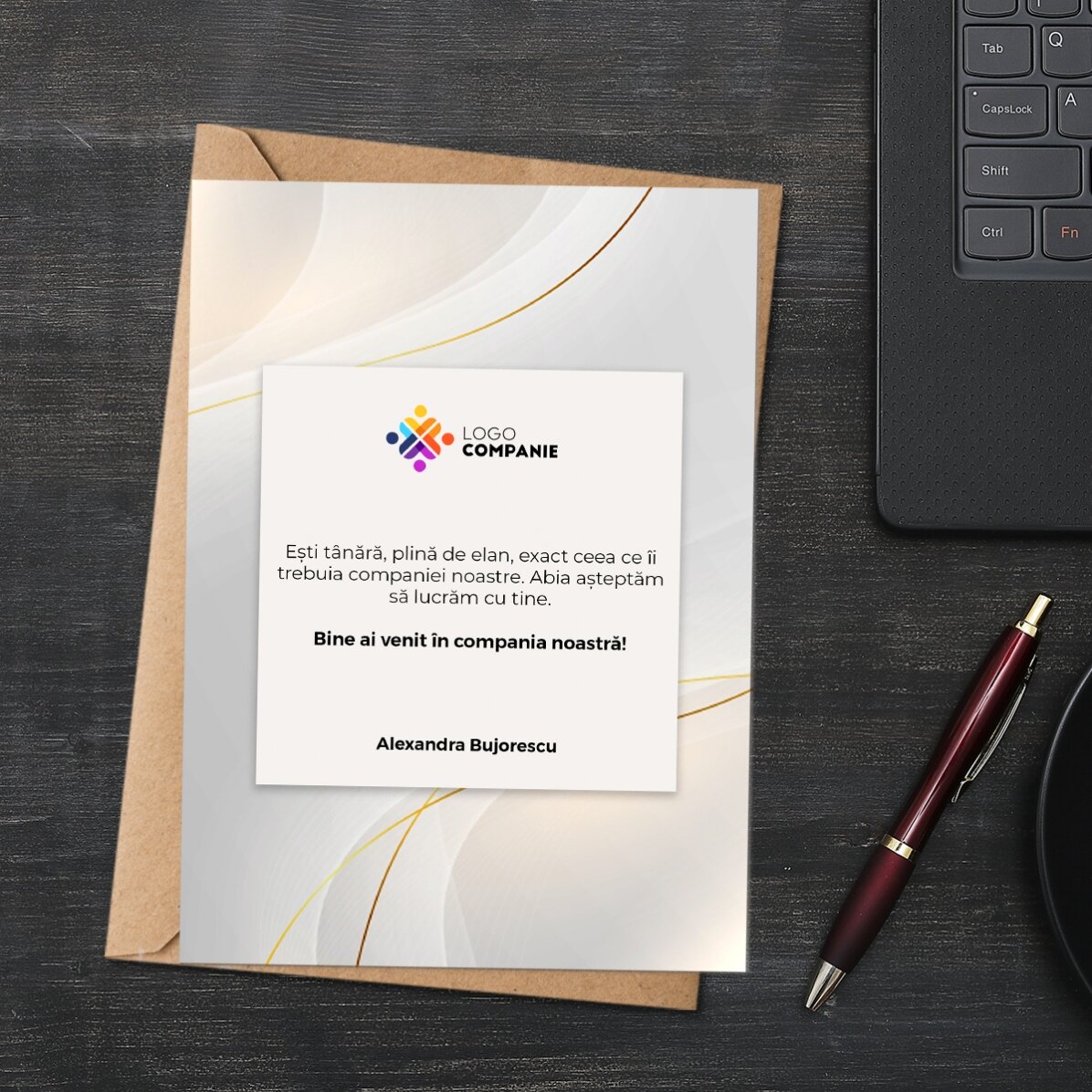 Personalised card with logo and text - Welcome